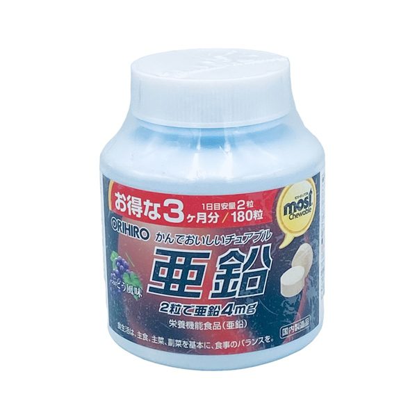 Viên Ngậm Bổ Sung Kẽm Orihiro Vị Nho 180 Viên