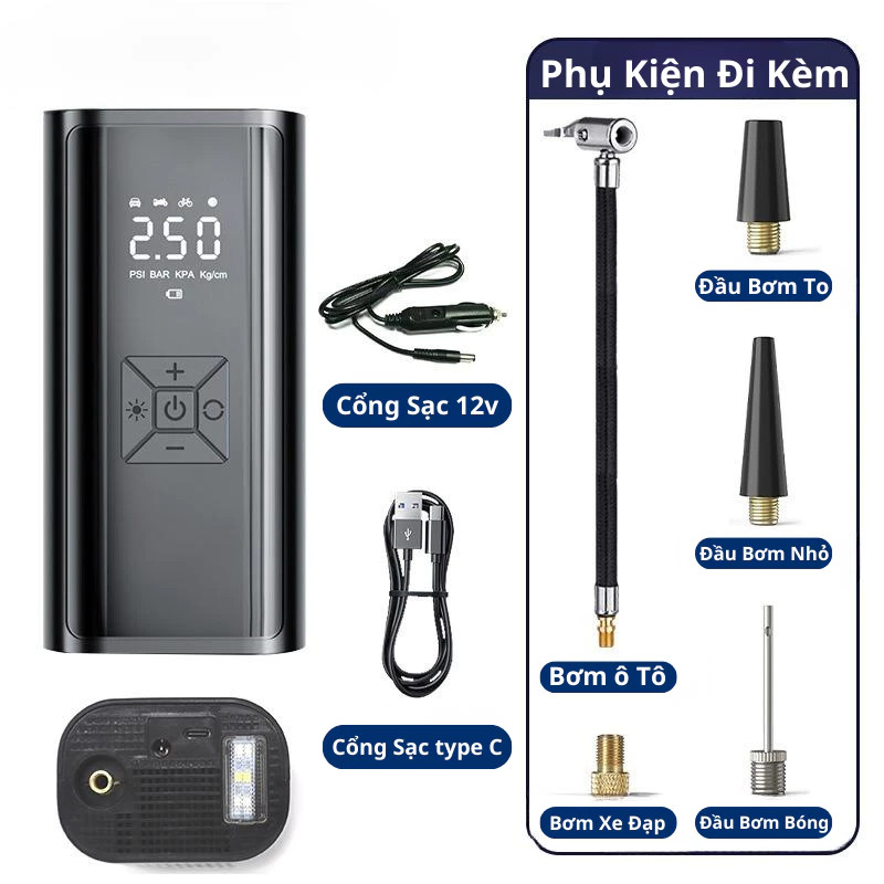 Máy Bơm Lốp Không Dây