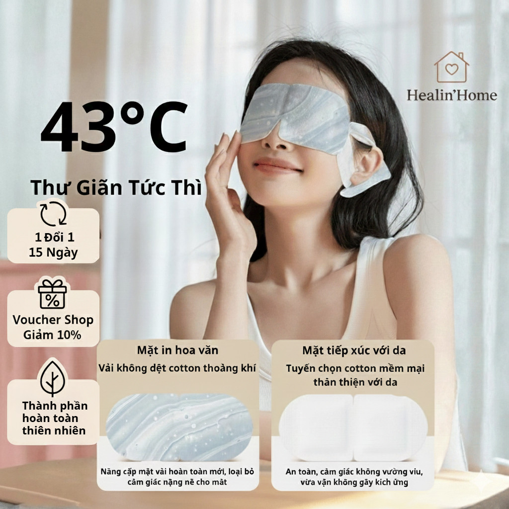[10 Tặng 1] 20 Miếng Mặt Nạ Chườm Ấm Mắt 43 Độ C – Giảm Mỏi Mắt