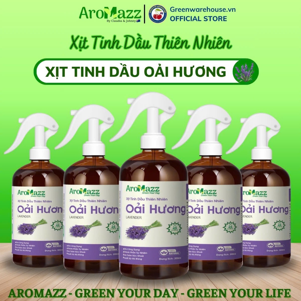 Xịt Tinh Dầu Oải Hương Tinh Dầu Thiên Nhiên Aromazz Xịt Thơm Phòng Khử Mùi Ngủ Ngon Giảm Stress Chai