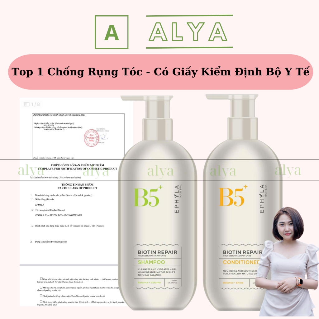 Cặp Dầu Gội Xả Biotin B5 Ephyla 800Ml X 2 Phục Hồi Cho Mọi Loại Tóc Giảm Rụng Tóc