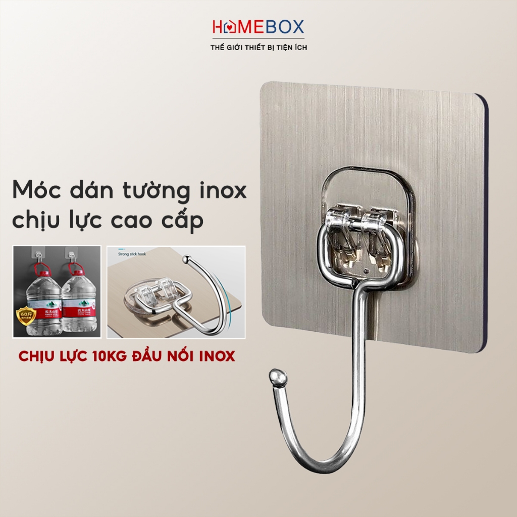 Combo 10 Móc Dán Tường Chịu Lực Inox 304