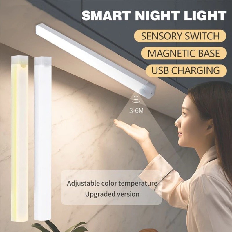 Đèn Led Cảm Biến Chuyển Động Đèn Ngủ Không Dây Cổng Sạc Type C Gắn Tường Tủ Bếp Nhà Vệ Sinh Cầu Than