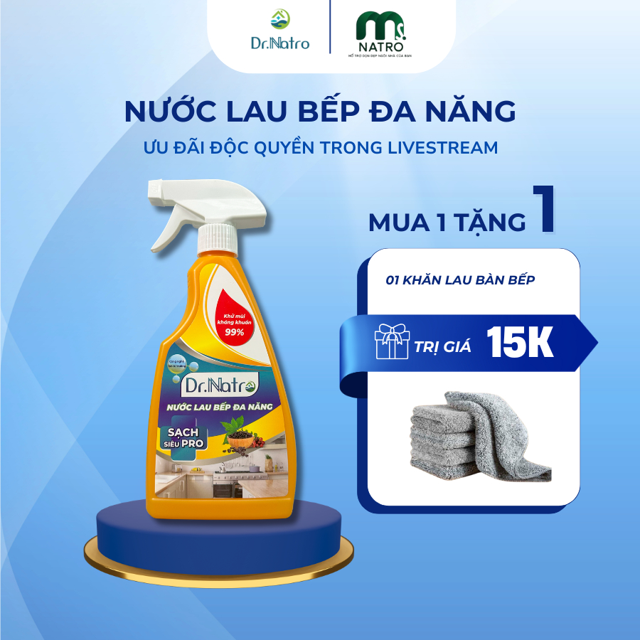Nước Lau Bếp Đa Năng Dr Natro 500Ml Tẩy Sạch Dầu Mỡ Trên Bề Mặt Kính
