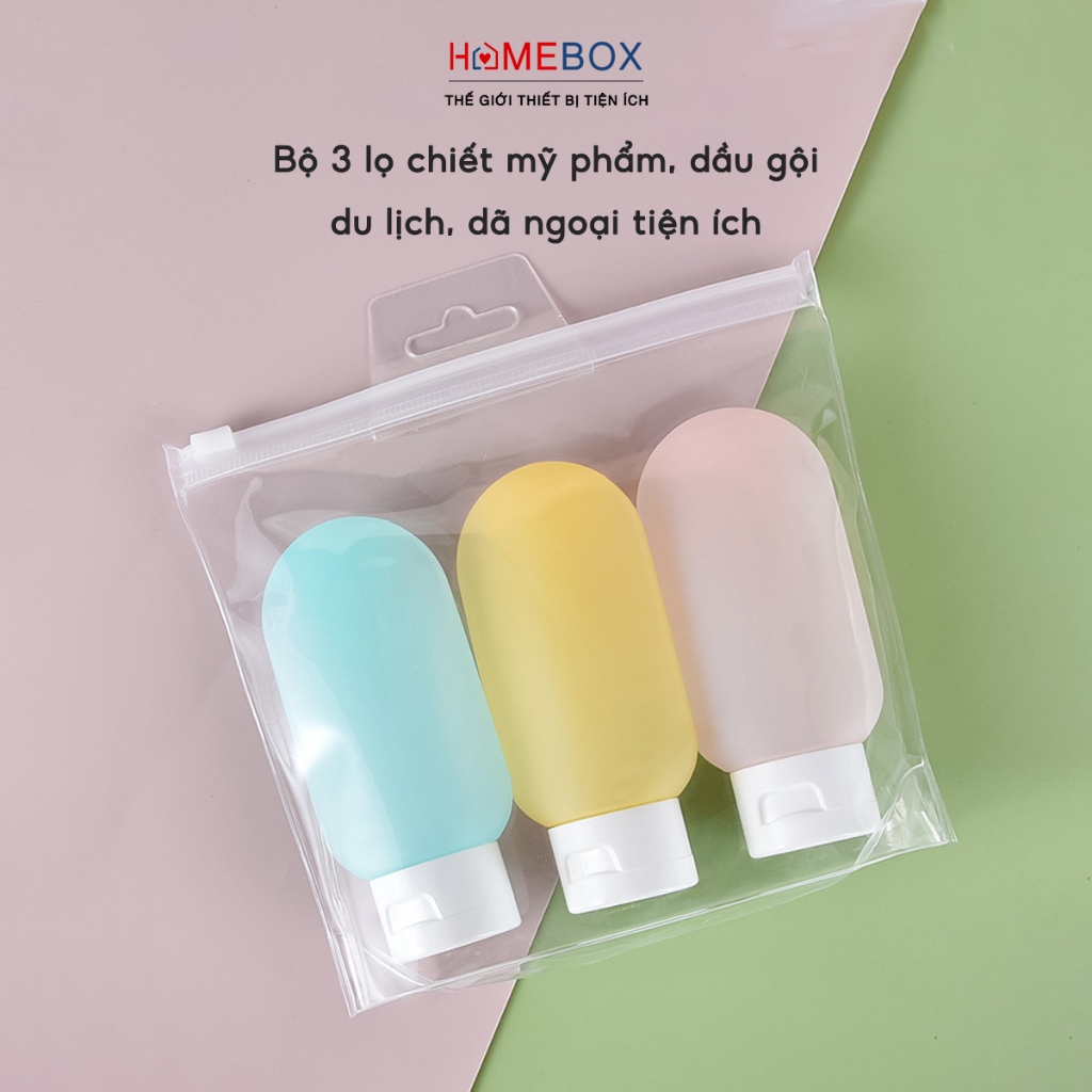 Set 3 Lọ Chiết Mỹ Phẩm Du Lịch Đựng Dầu Gội Sữa Tắm Lotion Toner 60Ml - Túi Chiết Du Lịch Dã Ngoại