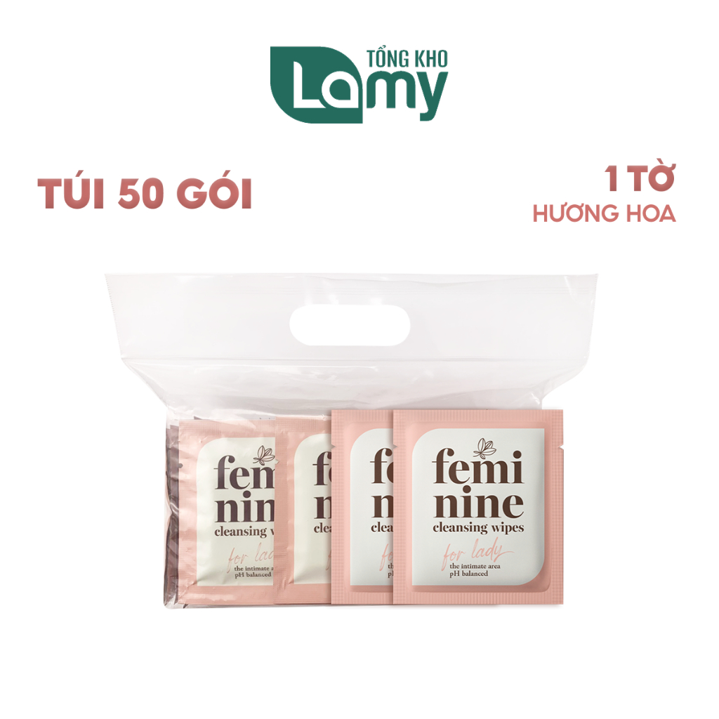 [Siêu Tiết Kiệm] Túi 50 Gói Khăn Giấy Ướt Vệ Sinh Phụ Nữ Ecowipes Hương Hoa Daisy Thơm Mát Dịu Nhẹ