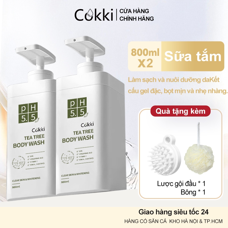 Sữa Tắm Tràm Trà Cokki Big Size 800Ml Công Thức Ph 5 Dịu Nhẹ Cho Da Nhạy Cảm Bha &Amp; Vitamin E Loại Bỏ