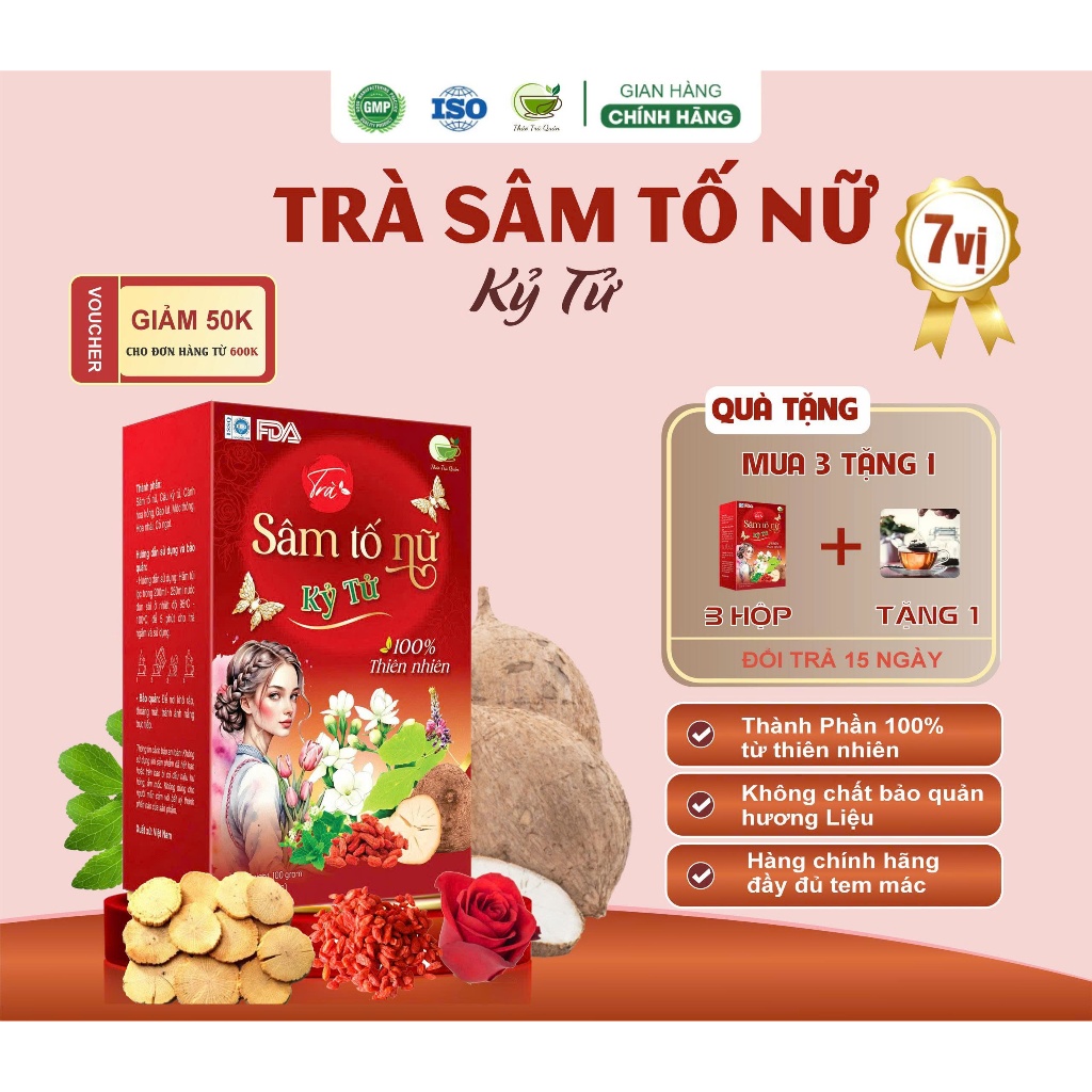 Trà Sâm Tố Nữ Kỷ Tử 7 Vị Thảo Trà Quán 20 Túi Lọc