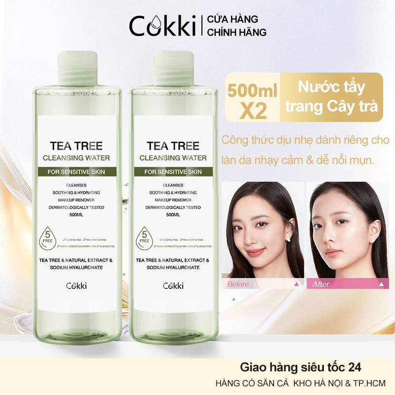 【Combo Giá Sốc】Nước Tẩy Trang Cokki Chiết Xuất Tràm Trà 500Ml Làm Sạch Sâu &Amp; Dịu Nhẹ Da Không Cồn
