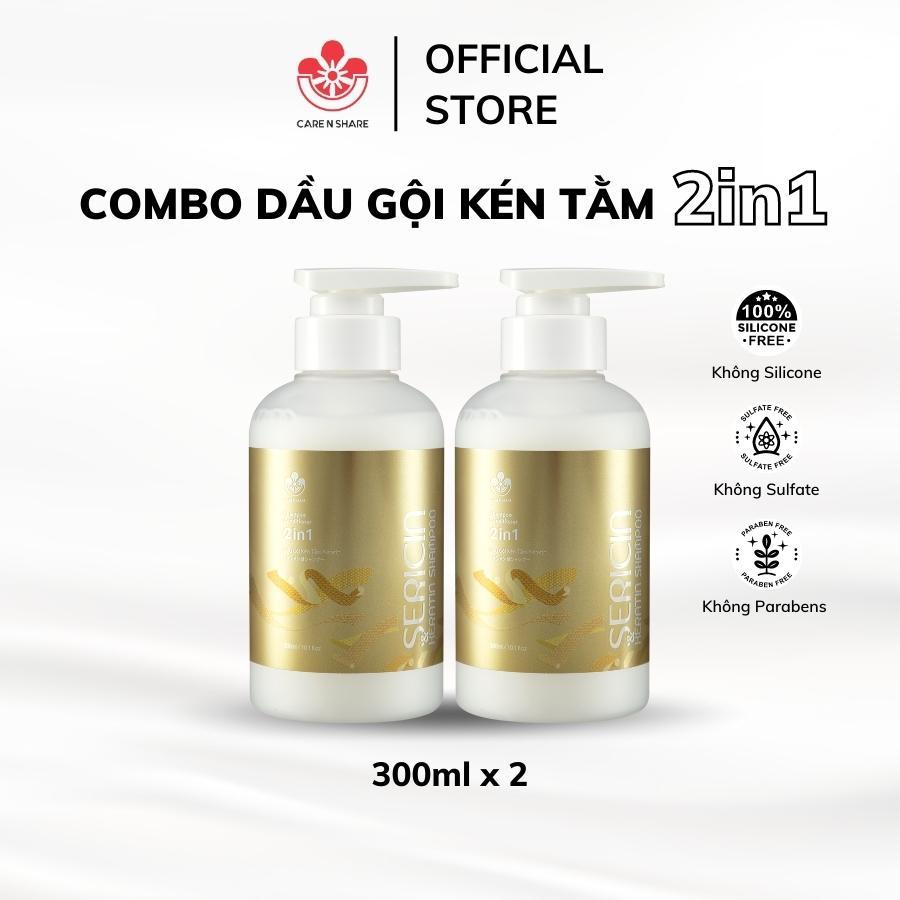 Combo Dầu Gội Xả 2In1 Kén Tằm (Sericin) Suôn Mượt Không Cần Dầu Xả