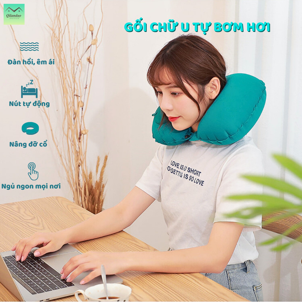 Gối Du Lịch Tự Phồng Gối Cổ Chữ U Tự Phồng Siêu Nhẹ Và Có Thể Gấp Lại