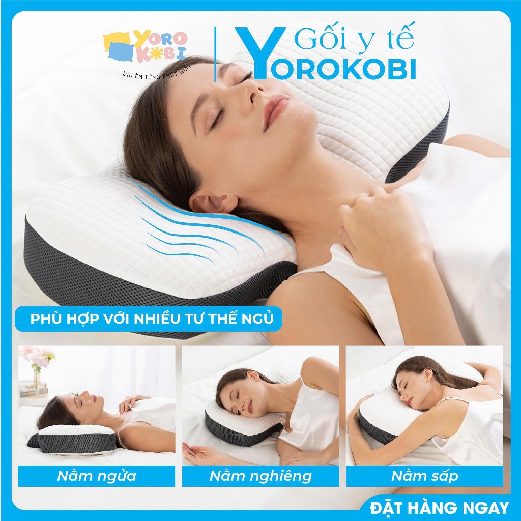 Gối Ngủ Công Thái Học 100% Cao Su Non Nguyên Khối