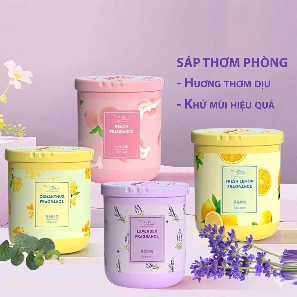 Sáp Thơm Phòng Khử Mùi Phòng Ngủ Nhà Vệ Sinh Toilet Ô Tô Với 4 Mùi Hương Tự Nhiên 190G