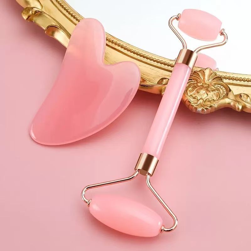 2 Chiếc Con Lăn Mặt Và Gua Sha Bộ Chống Lão Hóa Con Lăn Máy Mát Xa Guasha Dụng Cụ Cho Mặt Cổ Mắt Nhự