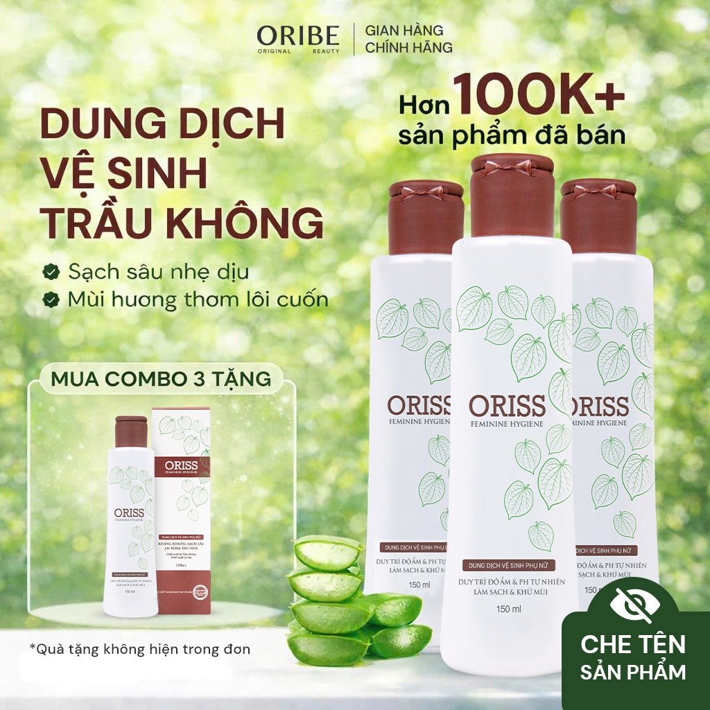 Dung Dịch Vệ Sinh Phụ Nữ Oriss Hỗ Trợ Làm Sạch Dịu Nhẹ Chiết Xuất Lá Trầu Không