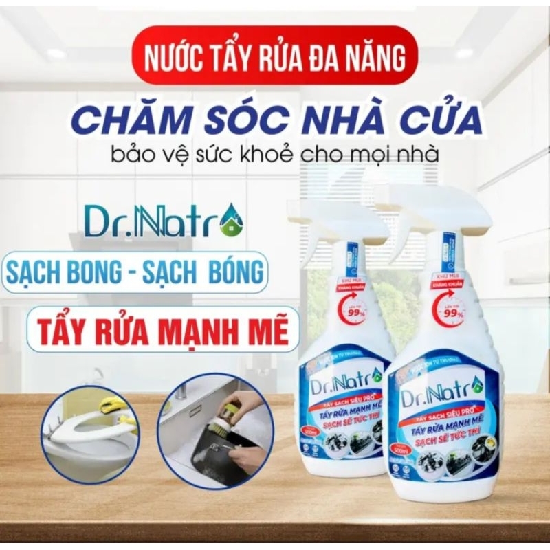 Giảm Giá 50% Combo 2 Chai Tẩy Đa Năng Dr Natro 500 Ml Tẩy Sạch Mọi Vết Bẩn Xoong Nồi Nhà Tắm Vết Ố V