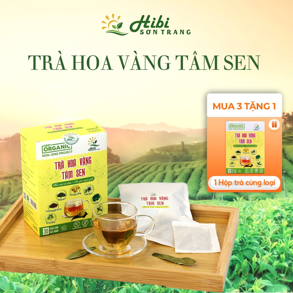 Trà Tâm Sen Hoa Vàng Hỗ Trợ Mất Ngủ Giảm Stress Hibi Sơn Trang