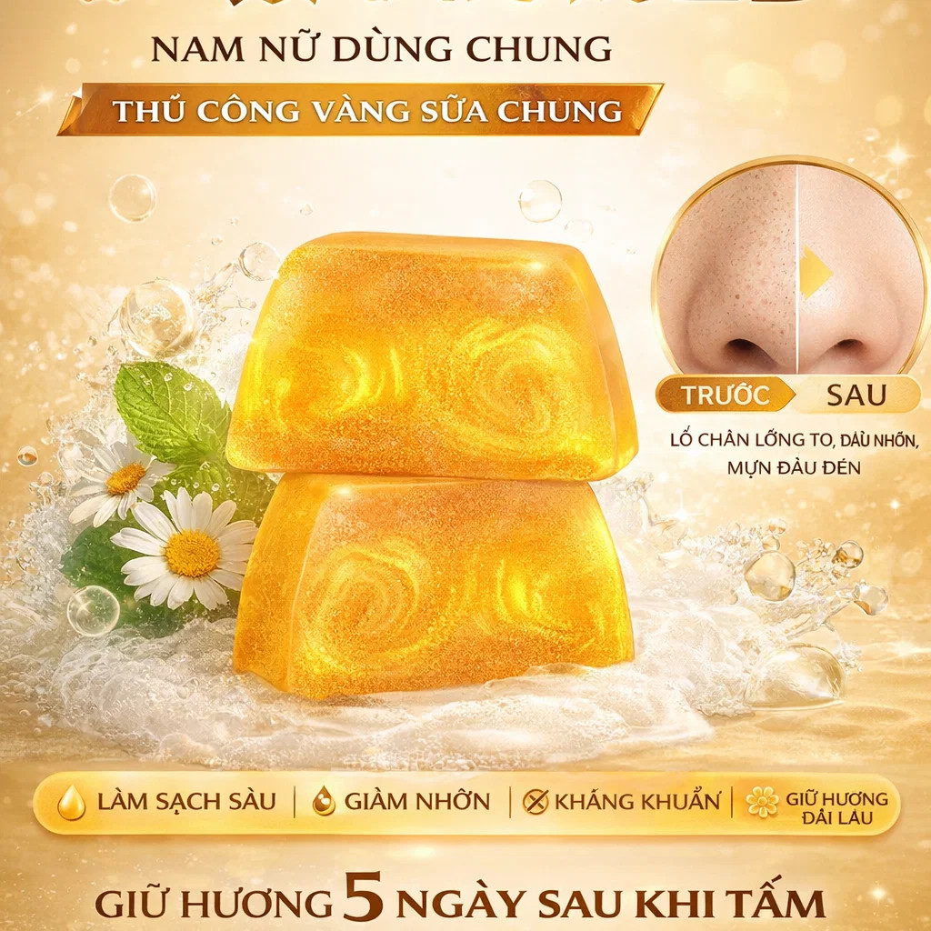 【Hương Thơm 5 Ngày】Xà Phòng Thủ Công Vàng Chiết Xuất Tự Nhiên Cho Da Nhạy Cảm Khử Mùi Cơ Thể/Xà Phòn